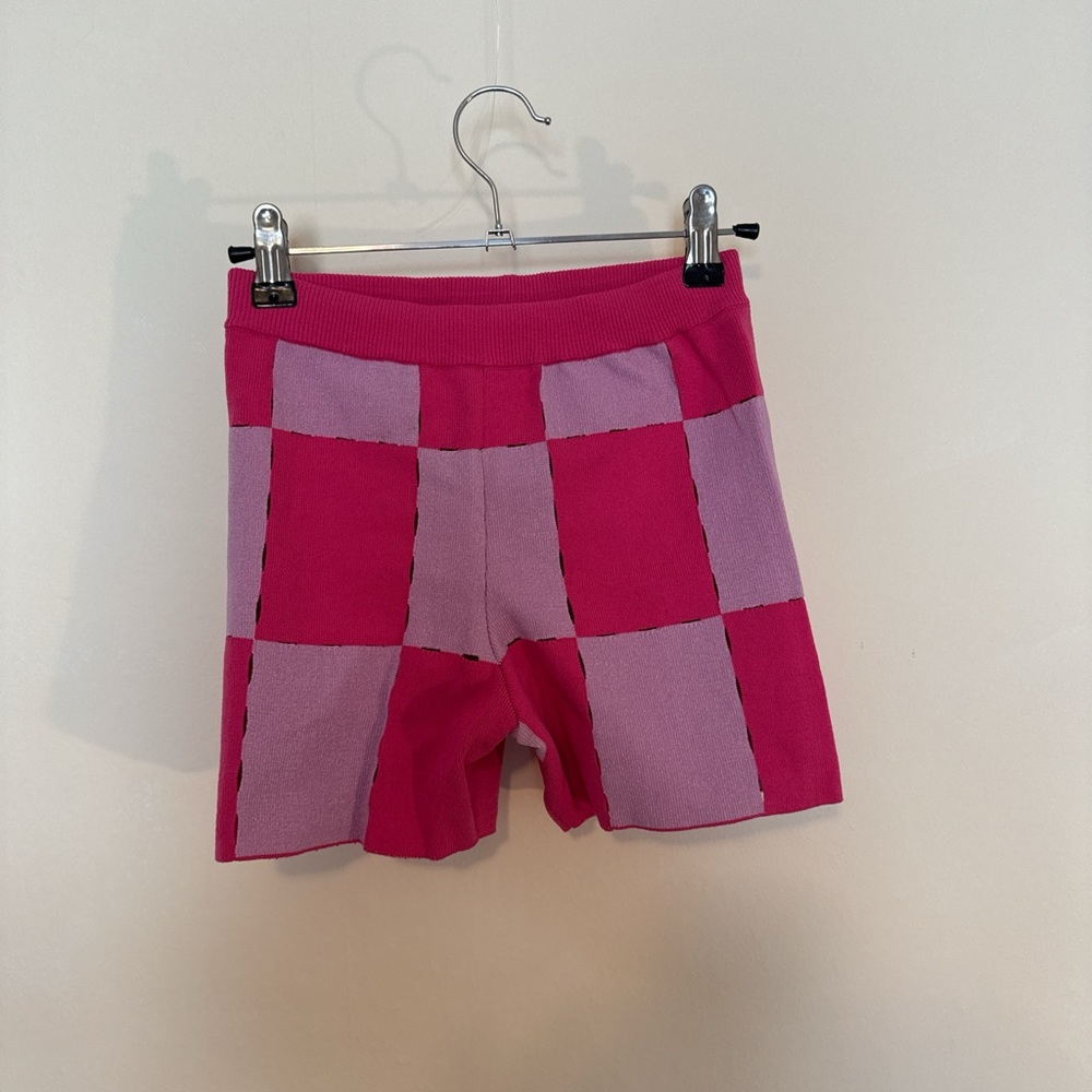 Jacquemus Pink Checkered Bike Shorts